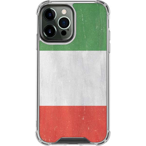 Italy Flag Distressed iPhone 14 Pro Max Clear Case